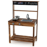 Kids Mud Kitchen Play Kitchen w/ Blackboard Stoves