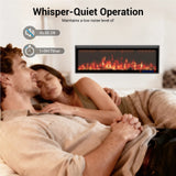 60 Inch Wide Recessed & Wall Mounted Electric Fireplace Heater with Alexa
