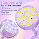 Gooseneck UV LED Nail Lamp USB Cordless Flash Cure 39mW/cm² 4 Timer Auto Sensor Fast Curing
