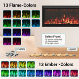 60 Inch Wide Recessed & Wall Mounted Electric Fireplace Heater with Alexa