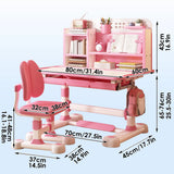 2Pcs Kids Study Desk Chair Set, Height Adjustable School Table Chair Set with Sitting Corrector, Ergonomic
