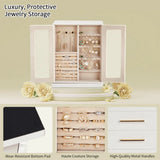 360° Rotating Velvet Jewelry Organizer Box with 5 Drawers for rings earrings