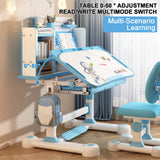 2Pcs Kids Study Desk Chair Set, Height Adjustable School Table Chair Set with Sitting Corrector, Ergonomic