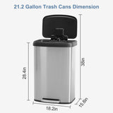 21 Gallon/80 Liter Kitchen Trash Can with Lid, Stainless Steel Garbage Can