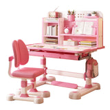 2Pcs Kids Study Desk Chair Set, Height Adjustable School Table Chair Set with Sitting Corrector, Ergonomic