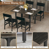 Dining Table Set for 4, Extendable Kitchen Table Cushion Chairs Set of 4