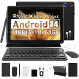A7L 10.1 Inch Android14 Tablet 14GB RAM 64GB ROM Octa-Core Processor HD IPS WiFi Protective Case Pen Keyboard