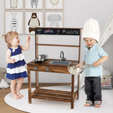 Kids Mud Kitchen Play Kitchen w/ Blackboard Stoves