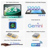 Aorlym P13 Tablet 13 inch Android 16 2 in 1 PC 13.4" 2.4K Gemini