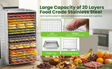 Commercial Food Dehydrator Machine, 1500W Jerky Dehydrators 20 Stainless Steel