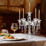 Crystal Candelabra, 7Arm Candlestick Holders Centerpiece, Wedding Party