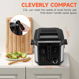 2.5L 1500W Electric Deep Fryer (US Plug) Large Capacity Countertop Home Fryer