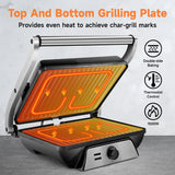 Electric Panini Press Griddle for Grilled Cheese Sandwich Maker 4-Slice Non-Stick