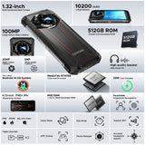 DOOGEE S119 Rugged Phone 1.32" Rear Display 6.72" FHD+IPS 32GB(8+24) 512GB 100MP Camera