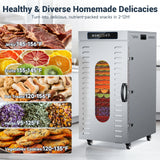 20-Tray WIFI Food Dehydrator Stainless Steel Quiet Visible Drying Process Energy Saving