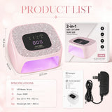 Rechargeable UV/LED Nail Lamp with Auto Sensor, Portable Cordless Gel Nail Dryer Light 4 Timings & Diamond LCD Screen, UV Light for Gel