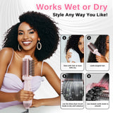 Smooth Style Heated Comb + Blow Dryer Brush,2-in-1 Hot Air Brush for One-Step Straightener