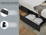 LED Bed Frame with Star Projector & Storage Drawers, Full Queen King Size