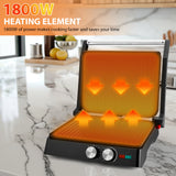 Electric Sandwich Maker Grill plate Panini 1800W Cooking Kitchen Appliances Breakfast
