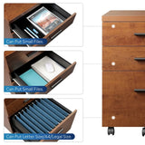 GALAXHERO 3 Drawer Wood File Cabinet Rolling Under Desk Filing Cabinet