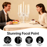 Crystal Candelabra, 7Arm Candlestick Holders Centerpiece, Wedding Party