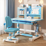2Pcs Kids Study Desk Chair Set, Height Adjustable School Table Chair Set with Sitting Corrector, Ergonomic