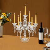 Crystal Candelabra, 7Arm Candlestick Holders Centerpiece, Wedding Party