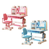 2Pcs Kids Study Desk Chair Set, Height Adjustable School Table Chair Set with Sitting Corrector, Ergonomic