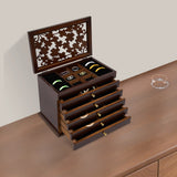 Rectangle Jewelry Box with 6 Compartments – Vintage Wooden Case