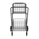 2 Layers Shopping Foldable Utility Shopping Carts with Double Basket and 360