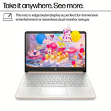 HP 14" HD Business Laptop,Intel Processor N150,4GB RAM,128GB UFS,Intel Graphics,Wi-Fi 6,Windows 11 Home,Pale Rose Gold