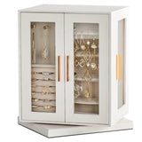 360° Rotating Velvet Jewelry Organizer Box with 5 Drawers for rings earrings
