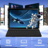 A7L 10.1 Inch Android14 Tablet 14GB RAM 64GB ROM Octa-Core Processor HD IPS WiFi Protective Case Pen Keyboard