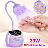 Gooseneck UV LED Nail Lamp USB Cordless Flash Cure 39mW/cm² 4 Timer Auto Sensor Fast Curing