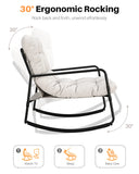 SEEHILL Outdoor Rocking Chair, Metal Patio Rocking Chair, Indoor Rocking Chair with Cushion, Papasan Rocking Lounge Chair, Comfy Modern Rocker Chair for Porch, Living Room