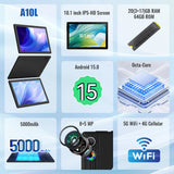2026 Newest Android 15 Tablet 10 Inch 20GB+64GB Expandable 1TB WidevineL1 GMS 5000mAh Stylus Keyboard Mouse