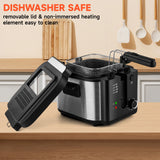 2.5L 1500W Electric Deep Fryer (US Plug) Large Capacity Countertop Home Fryer