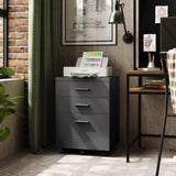 GALAXHERO 3 Drawer Wood File Cabinet Rolling Under Desk Filing Cabinet