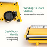 1000W Electric Sandwich Maker Panini Press Grill, Non-Stick, 110V US Plug, Yellow
