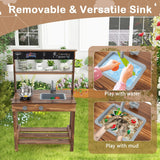 Kids Mud Kitchen Play Kitchen w/ Blackboard Stoves