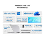 Windows 11 14.1 inch Laptop Computer intel i7 7500U Intel A3950 Laptops
