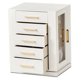 360° Rotating Velvet Jewelry Organizer Box with 5 Drawers for rings earrings