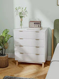 4 Drawer Dresser for Bedroom, Fluted Chest of Drawers
