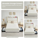 LED Bed Frame with Star Projector & Storage Drawers, Full Queen King Size