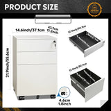 GALAXHERO 3 Drawer Locking Rolling File Cabinet with Security Lock f