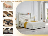 LED Bed Frame with Star Projector & Storage Drawers, Full Queen King Size