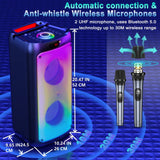 Wireless Bluetooth Speaker, Karaoke Machine with 2 Microphone, Home