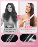 Ionic Hair Straightener Brush, 4 Temps & 30s Heating&Auto-Off, Anti-Scald Ceramic Straightening Comb