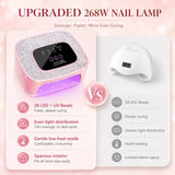 Rechargeable UV/LED Nail Lamp with Auto Sensor, Portable Cordless Gel Nail Dryer Light 4 Timings & Diamond LCD Screen, UV Light for Gel