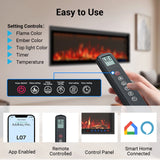 60 Inch Wide Recessed & Wall Mounted Electric Fireplace Heater for 750W